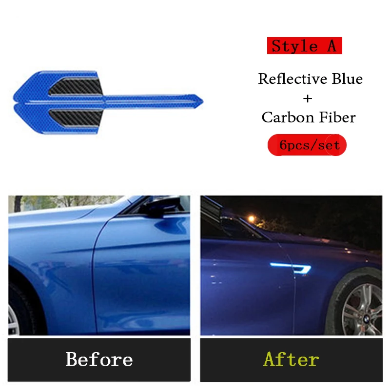 Atreus переднее крыло автомобиля углеродного волокна из углеродного волокна Стикеры для BMW F30 F10 E46 E39 E90 E60 F20 Mercedes W204 Audi A5 A6 C5 C6 A4 B7 - Название цвета: Style A Blue