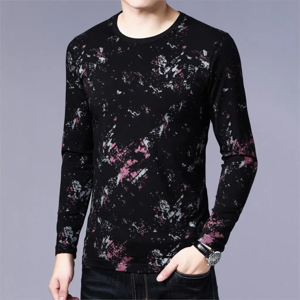 Fashion Men T-shirt Slim Fit Camiseta Masculina Casual Cotton T-shirt  Long Sleeve O-Neck Camisa Hombre Top Tee Shirt Homme