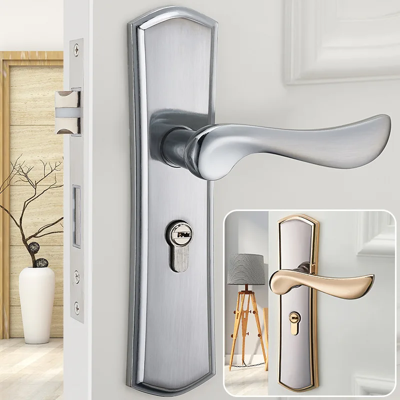 

2018 Fechadura Digital Modern Simple Indoor Mechanical Door Lock, Bedroom Solid Wood Household Hardware Handle Three Piece.