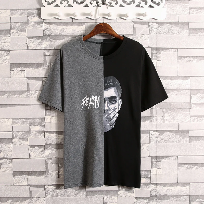 

Streetwear Summer T Shirt Men Cotton Short Sleeve Man T-Shirt O-neck Patchwork Funny Mens Tee shirt Homme