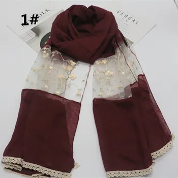 

New light flower print white lace scarf fashion viscose cotton shawl Scarf Muslim hijabs scarf independence packing 10pcs/lot