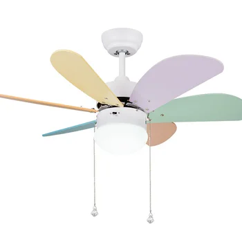 

6 blades LED ceiling fan light pull chain switch and remote control wind speed ceiling fan lamp nordic for kids children's room