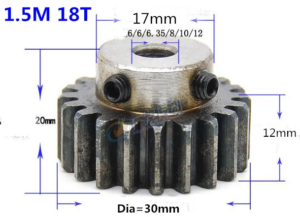 

Spur Gear pinion 1.5M 18T and 16T 5mm bore 1.5 mod gear rack 45teel pinion teeth high frequency quenching