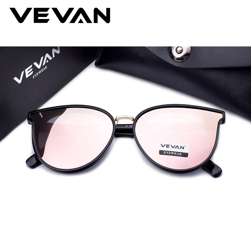 

VEVAN 2018 High Quality Cat Eye Polarized Sunglasses Women UV400 Sunglass Mirror Pink Sun Glasses Bees oculos de sol With Box