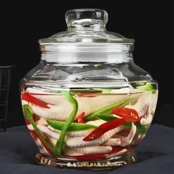 

Transparent glass storage bottle kitchen kimchi soaking jar container for food tea grains honey sealed organizer tank mx2271533