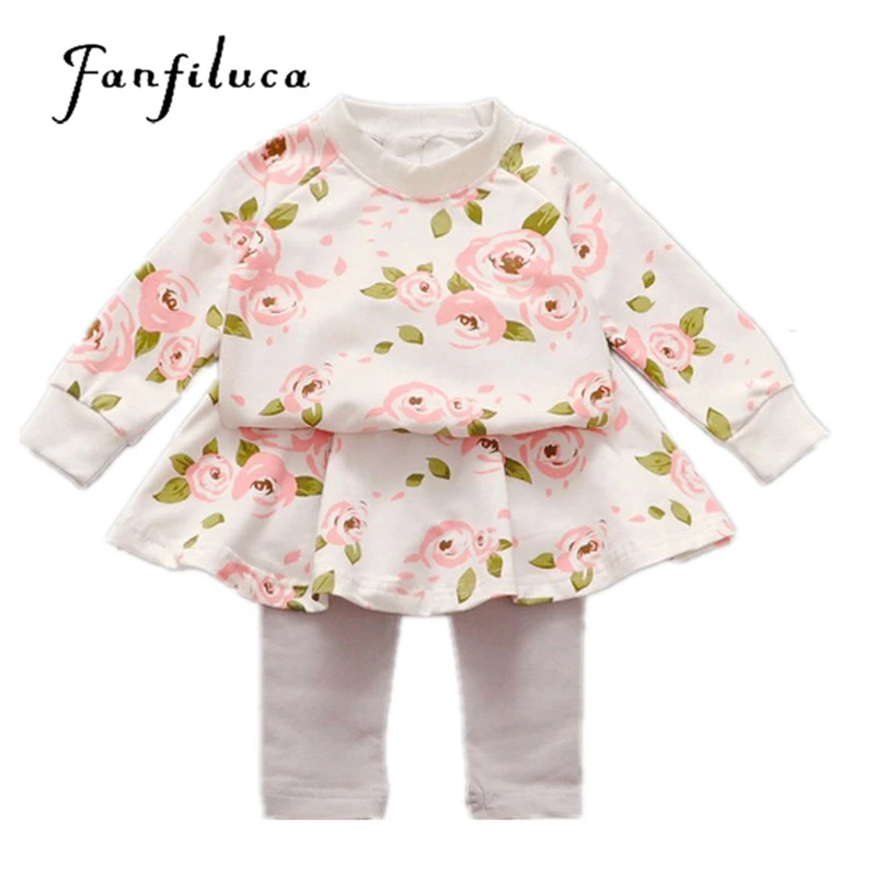 

Fanfiluca Baby Girl Set Autumn Soft Cotton Long Sleeves Flower Girl Clothes Set Children's Clothes Baby Kid's Dress