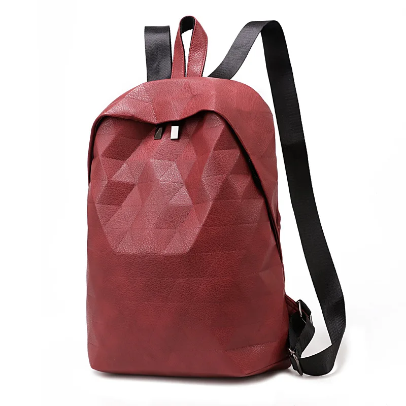 

NEW design Fashion shoulder bags large capacity Korean version of the geometric PU Leather solid color backpack for women 2019