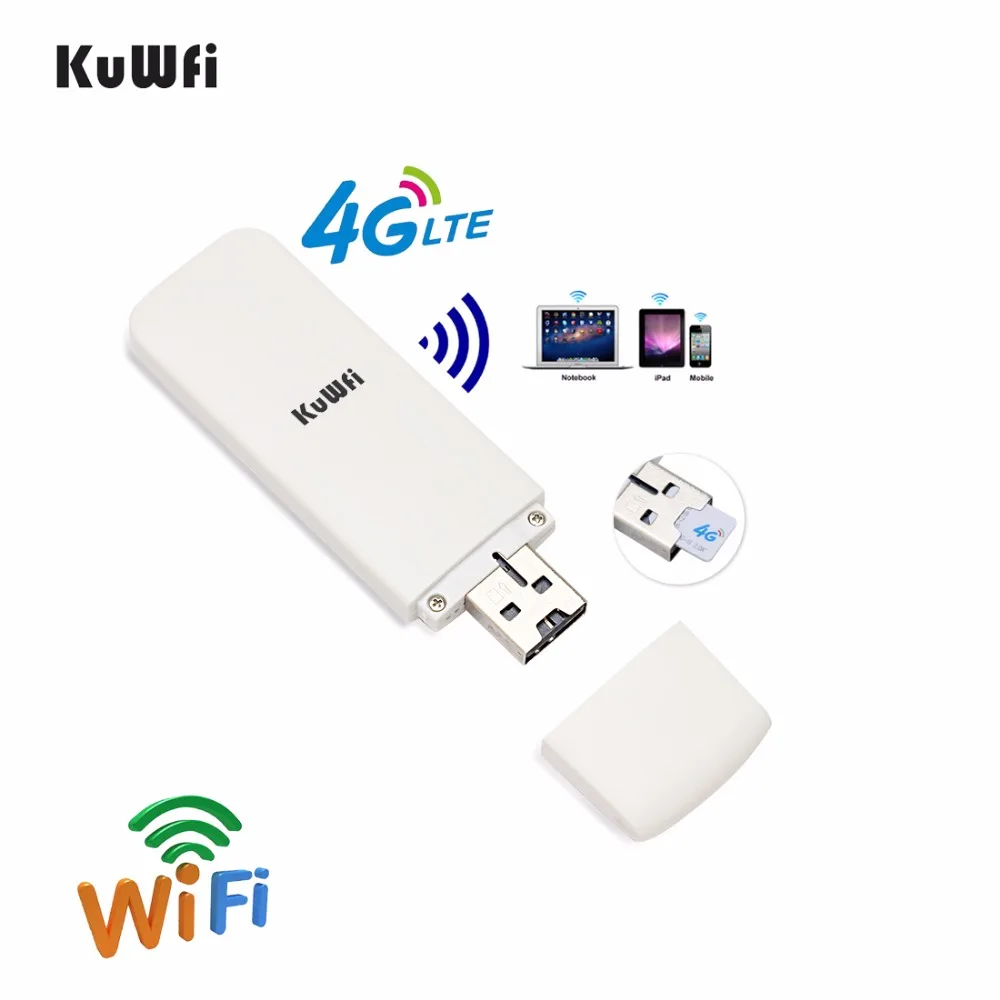 KuWfi разблокированный 4G wifi роутер USB беспроводной wifi модем LTE Беспроводная USB Сетевая точка доступа ключ с слотом для sim-карты