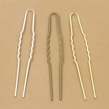 

Retro Hairstick Hairwear Blank Findings 75*1.2mm Women's Bride Hair Clips DIY Hair Hairpin Accessories Making Brass Base Setting