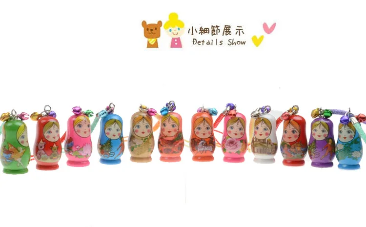 1PCS Cartoon Wooden Matryoshka Russian Dolls Phone Bag Rings Key Chain Keys Pendant Accessories Wood Decorative Christmas Gift 1PCS Cartoon Wooden Matryoshka Russian Dolls Phone Bag Rings Key Chain Keys Pendant Accessories Wood Decorative Christmas Gift