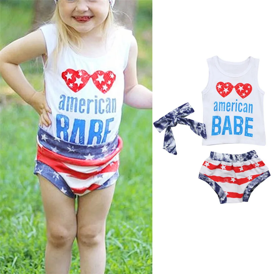 

Telotuny Fashion Toddler Baby Girls Letter Star Striped Tops Vest Shorts 4th Of July Outfits Set High Quality Lovely Gift MAY 30