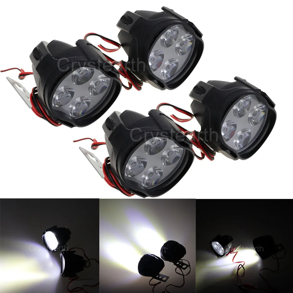 4pcs Universal Motorcycle LED Headlight Lamp 12W Scooters Driving Fog