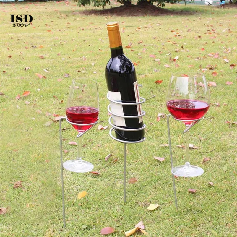 

CHAMSGEND Wine Glass & Bottle Holder Stake Set For BBQ Garden Picnic Camping Wine Stakes for outdoor camping equipment #30