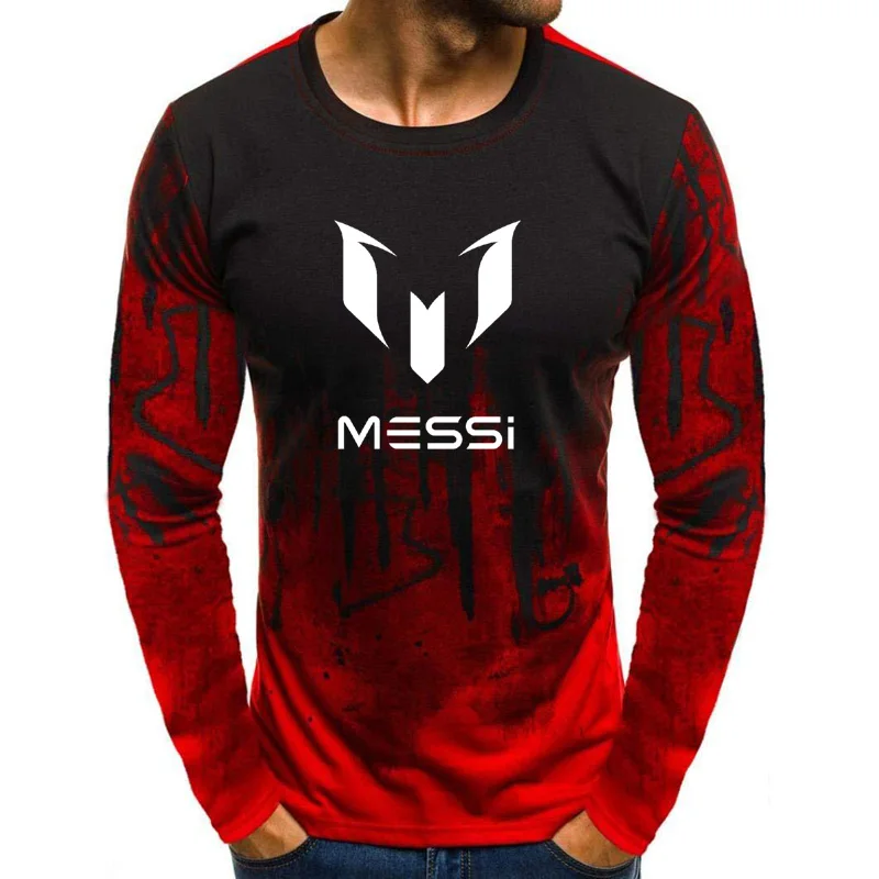 201 Мужская футболка с длинным рукавом "Барселона Месси", камуфляжная футболка с круглым вырезом и модным принтом в стиле хип-хоп, Мужская одежда, повседневный Топ - Цвет: 17