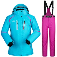 Женский лыжный костюм высокого качества, ветрозащитная непромокаемая теплая куртка для сноуборда и брюки, зимняя куртка для женщин для катания на лыжах