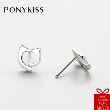 

PONYKISS Romantic S925 Sterling Silver Minimalist Fashion Cat Cute Stud Earrings Women Jewelry Accessory Birthday Party Gift