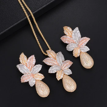 

missvikki New Trendy Jewelry Sets for Women Cute Natural Pineapple Shape Pendant Necklace Earrings Fashion Accessories