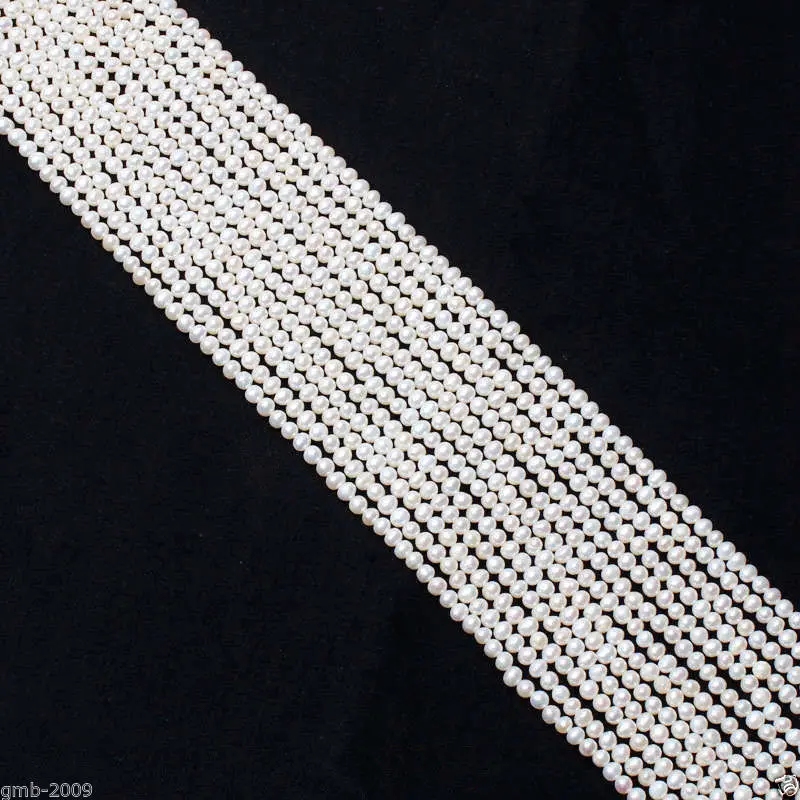 

4-5mm Natural White Freshwater Pearl Rondelle Loose Beads Strand 14"