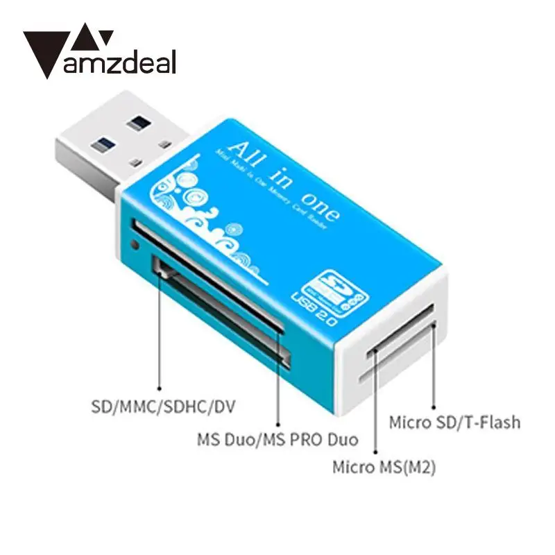 Amzdeal SD кардридер Кардридер Все в 1 мульти карта памяти ридер для Micro SD SDHC TF карта MS micro(M2) MS PR случайный цвет