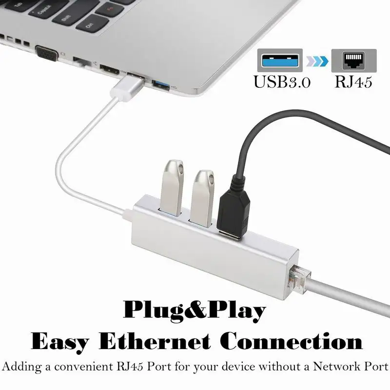 3 порта USB 3,0 Gigabit Ethernet Lan RJ45 сетевой адаптер концентратор до 1000 Мбит/с Mac PC Gigabit USB3.0 Ethernet адаптер