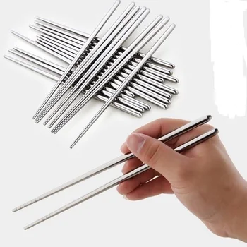 

5pair/lot 304 Stainless Steel Chinese Chopsticks Anti-skid Design Kitchen Dining Sushi Chopsticks KV 095