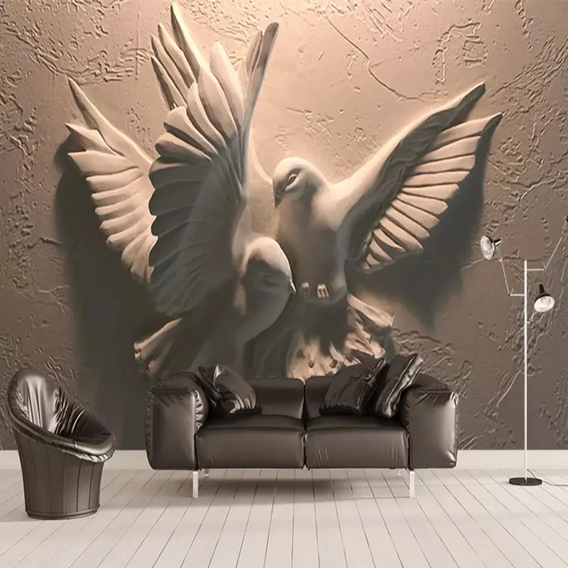 

Custom Wall Murals 3D Stereo Relief Pigeon Photo Wallpaper Living Room TV Sofa Study Background Wall Covering 3D Papel De Parede
