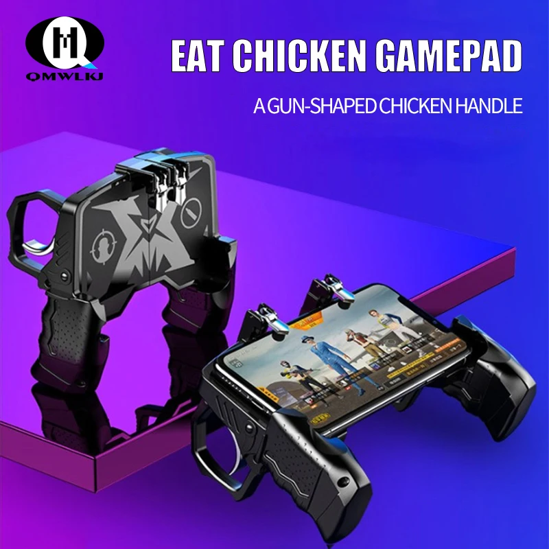 Metal Button Auxiliary Game Controller Handle Trigger PUBG Mobile Joystick Controller Turnover Button Gamepad for iPhone Xiaomi