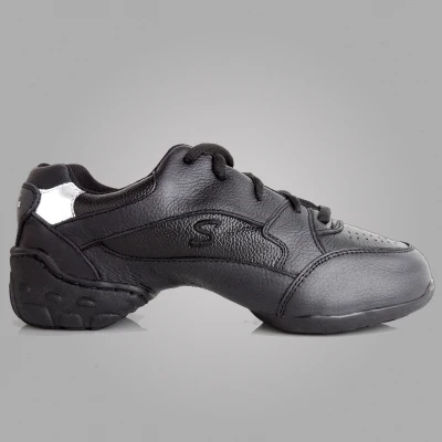 Новое поступление,, Современная/джазовая/квадратная танцевальная обувь из натуральной кожи для взрослых черная и белая конкурентоспособная обувь для аэробики 34-43 - Цвет: Black