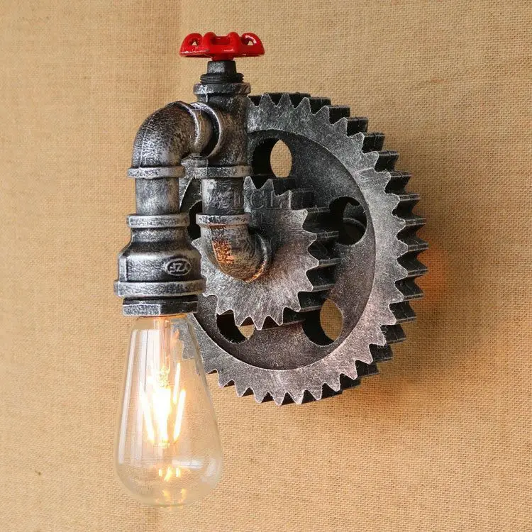 Промышленная винтажная лампа ретро Лофт железная деревянная Шестерня настенный светильник для кабинета выставочный зал гостиная бар клуб Кафе лампа бра