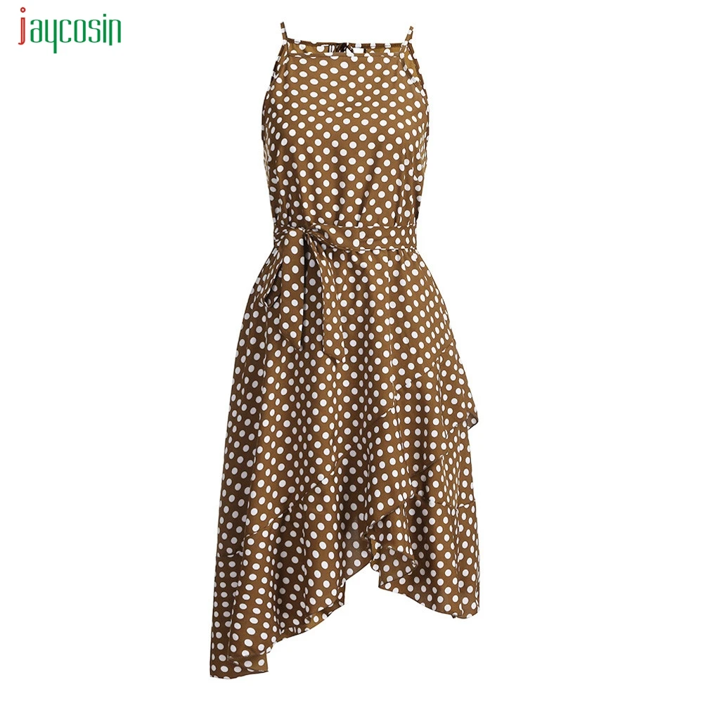 

Jaycosin Summer Dot Dress Loose Boho Beach Dress Tunic Maxi Dress Women Evening Party Dress Sundress Vestidos De Festa New