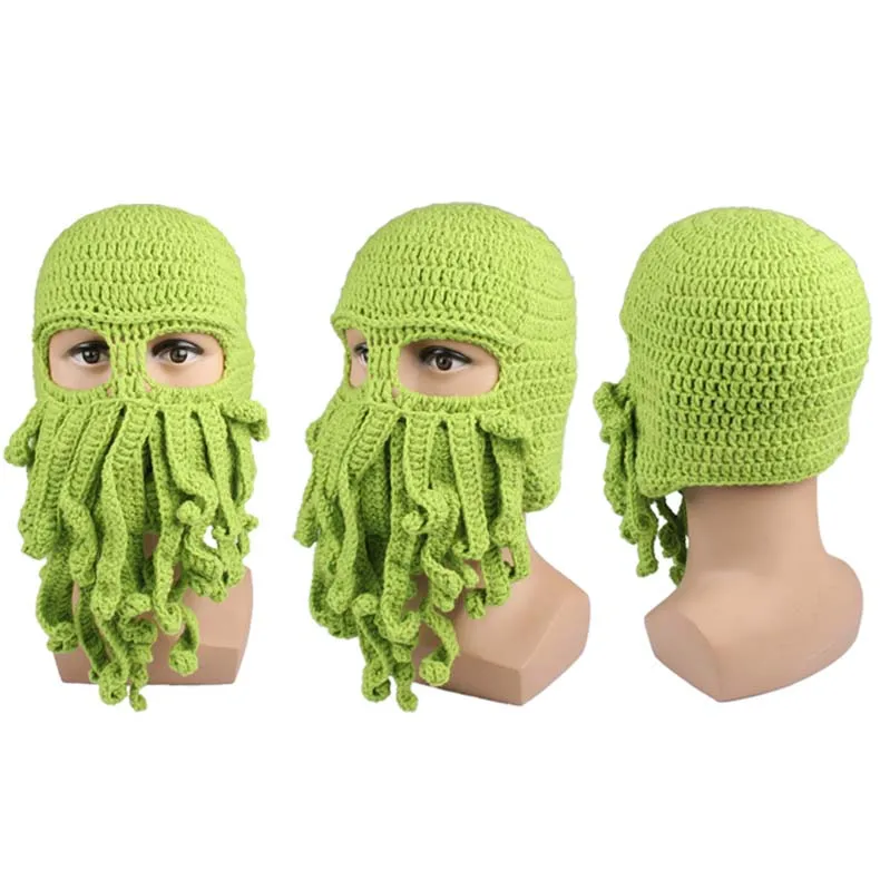 

Unisex Octopus Pattern Winter Warm Knitted Wool Ski Face Mask Knit Hat Squid Cap NGD88