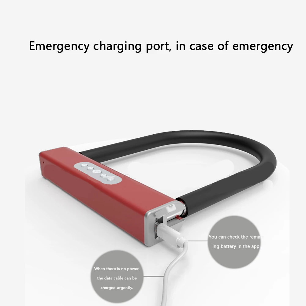 Smart Bluetooth Keyless U type Lock Waterproof APP Button Anti-Theft Password Door Luggage Padlock