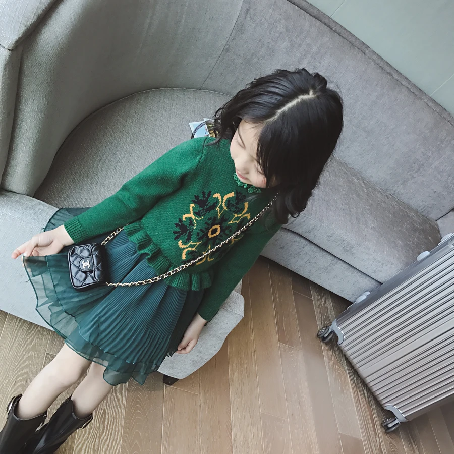 

2017 summer girls party wear clothing for children long sleeve lace princess wedding dress girls teenage well party prom dress