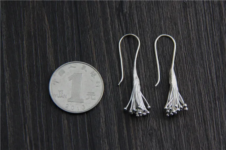925 пробы Серебряные длинные серьги с кисточками для женщин, тайский процесс, элегантные женские серьги из стерлингового серебра 9,5*42 мм 6 г WTH004