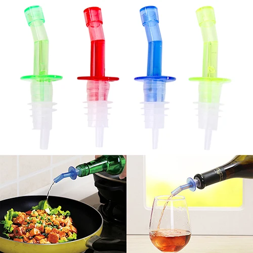 4Pcs Bottle Pourer Pour Spout Stopper Liquor Olive Wine Dispenser