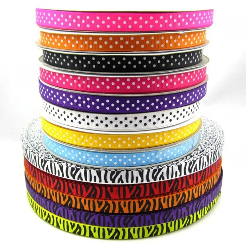 50 Yards 3/8" 10mm Cartoon Printed Cute Grosgrain Ribbon Wholesale For