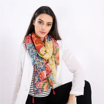

Luxury New Desigual Print Peony Flower Cotton Viscose Beach Blanket Wide Long Shawl Gradual Scarf Women Bufandas Invierno Mujer