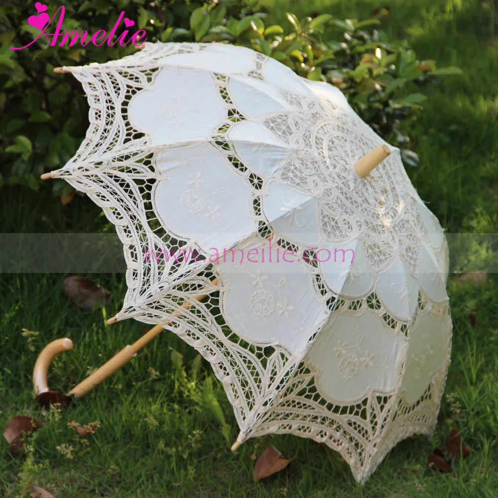 10pcs / Lot Handmade Adult Size 100 Cotton Victorian Lace Parasol with