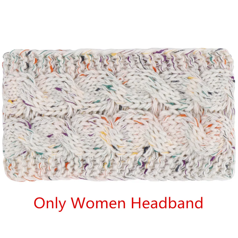 Only Women Headband Модная шапка, 1 шт., Мужская Женская Зимняя кепка, однотонная повязка, защита для ушей, Вязаная Шерстяная громоздкая шапка с помпоном, oct30 - Цвет: Only Women Headband