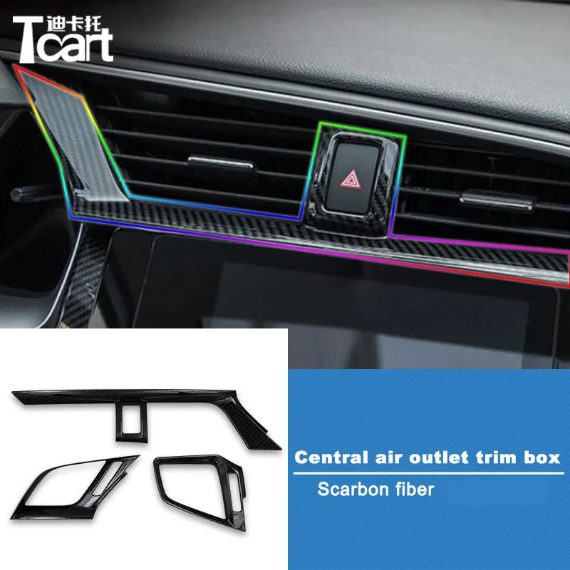 

Car Interior Carbon Fiber Rear Air Condition Vent Cover Central Air Outlet Trim Decor Stickers For Honda Civic 2016 2017 2018