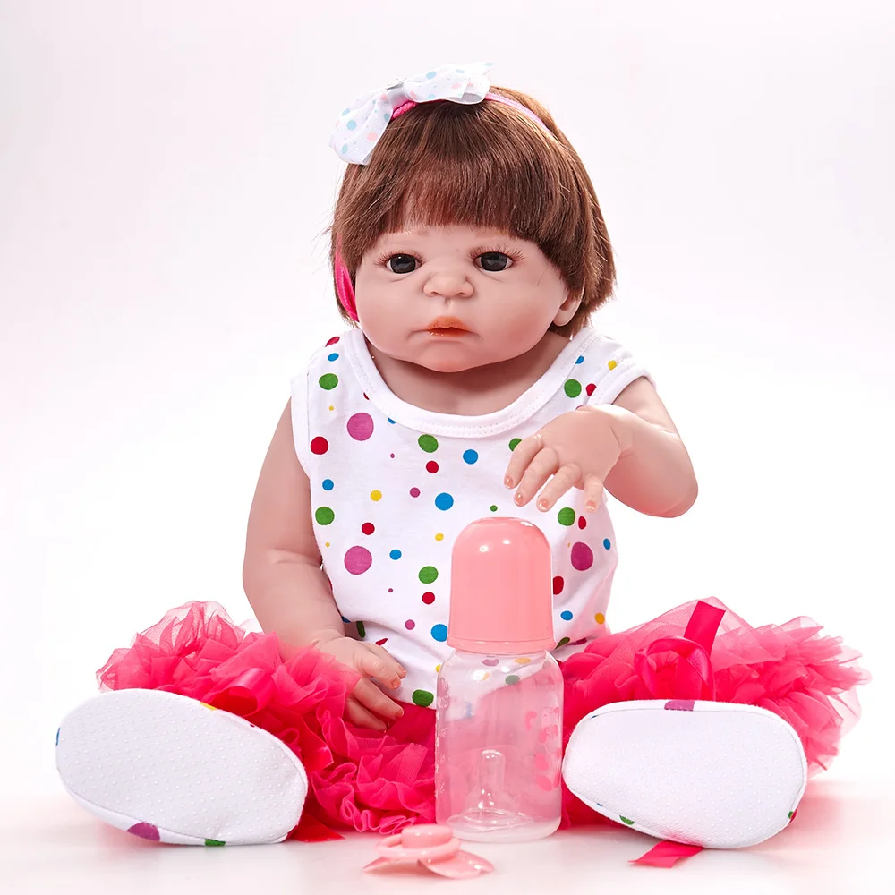 

22 inches Soft Full Silicone Reborn Doll Lovely Newborn Baby Princess Girl Doll Toy for Kids Birthday Xmas Gift Bebe