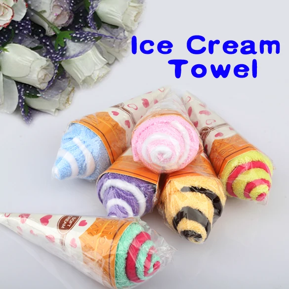 

Cute Portable Double Color Ice Cream Shape Soft Washing Towel Gift Favor PTSP