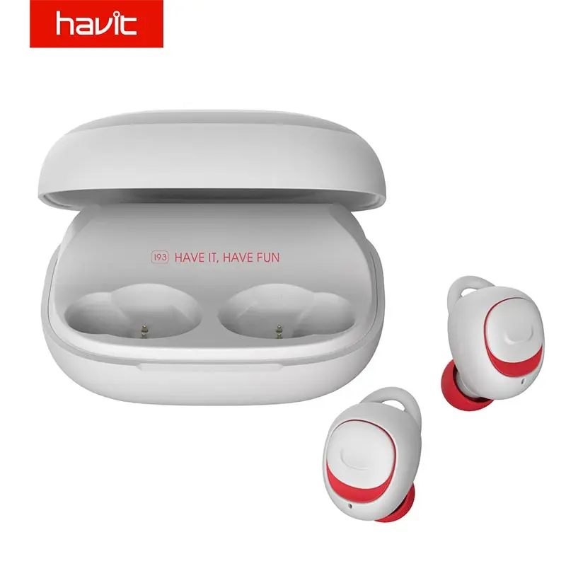 HAVIT TWS Mini Wireless Earbuds In-ear Bluetooth Earphone V5.0 Sport IPX5 Waterproof with 2200mAh Box Rechargeable Headset I93