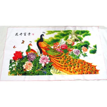 

Cross Stitch finished / cross stitch landscape painting/Machine cross stitch finished - peacock