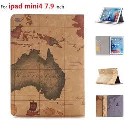 Лидер продаж Мода карта планшет чехол для ipad Mini 4 7,9 дюйма кошелек Стиль откидной Чехол кожаный чехол для ipad 7,9 "случаях