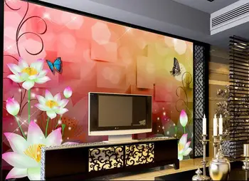 

bathroom 3d wallpaper Pink lotus butterfly background wall custom 3d wallpaper 3d customized wallpaper