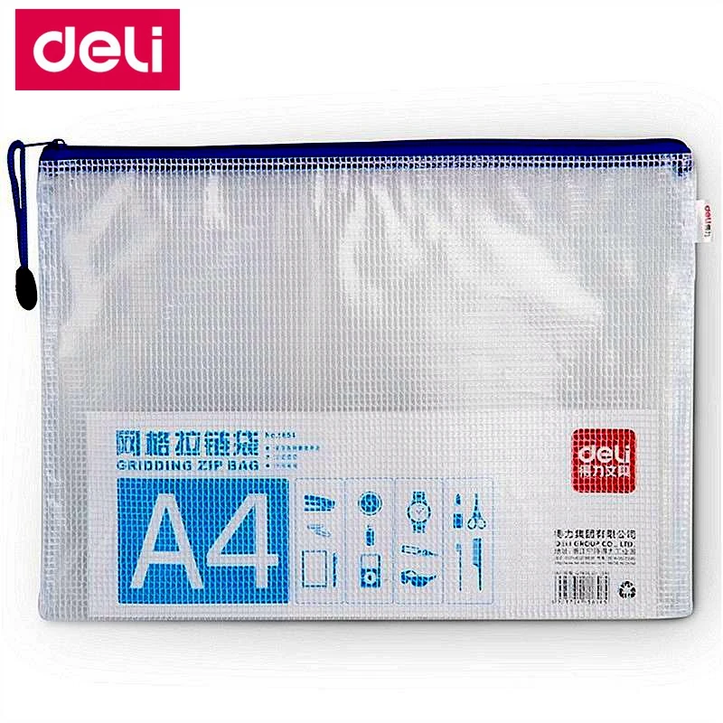 5 шт./лот Deli A4 A5 A6 B5 Gridding почтовый мешок смешанный цвет файл мешок карман на молнии папка для документов карман смешанные цвета оптовая