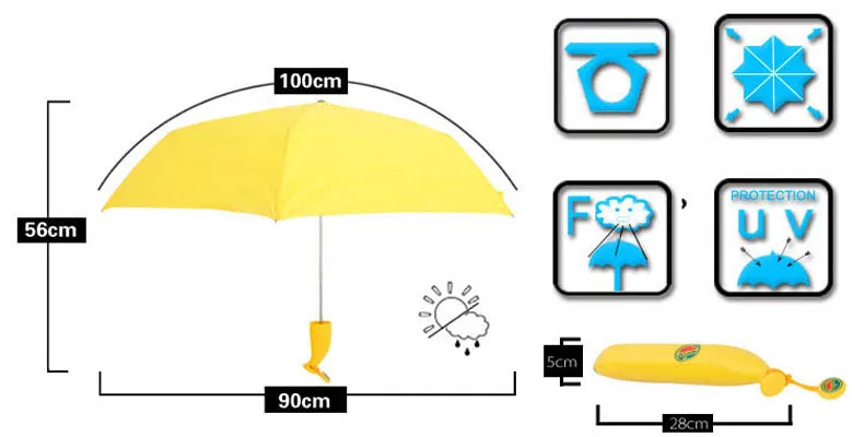 Милый зонтик для Детские коляски банан Paraguas дождь и зонтик Новинка Детские подарки защита ветрозащитный складные зонты