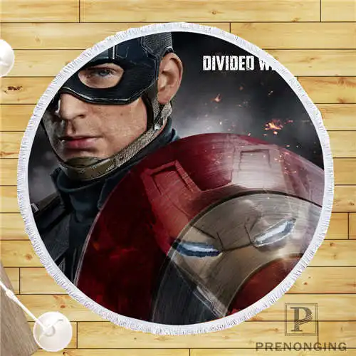 

Custom DIY Customized Microfiber Fabric Captain-America Round Beach Blanket Towel Printed on Demand 150cm #19-01-28-84