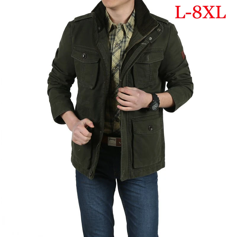 L 8XL large size obesity jacket men AFS JEEP stand collar